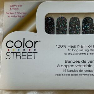 Color Street Glitter Nail Strips - Black with Multicolor Sparkle